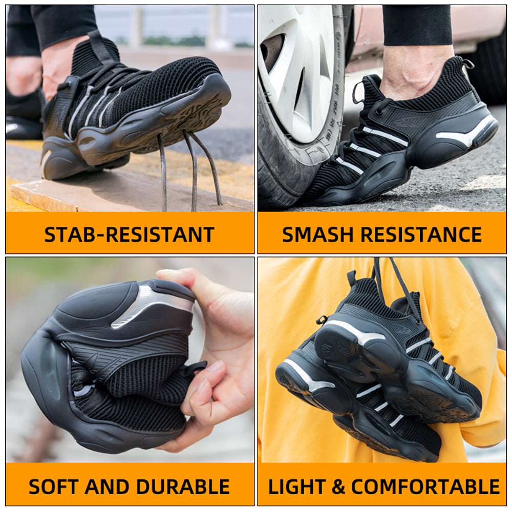 Summer Breathable Flying Woven Anti-smashing Anti-piercing Safety Shoes Deodorant Comfortable Non-slip Work Shoes
