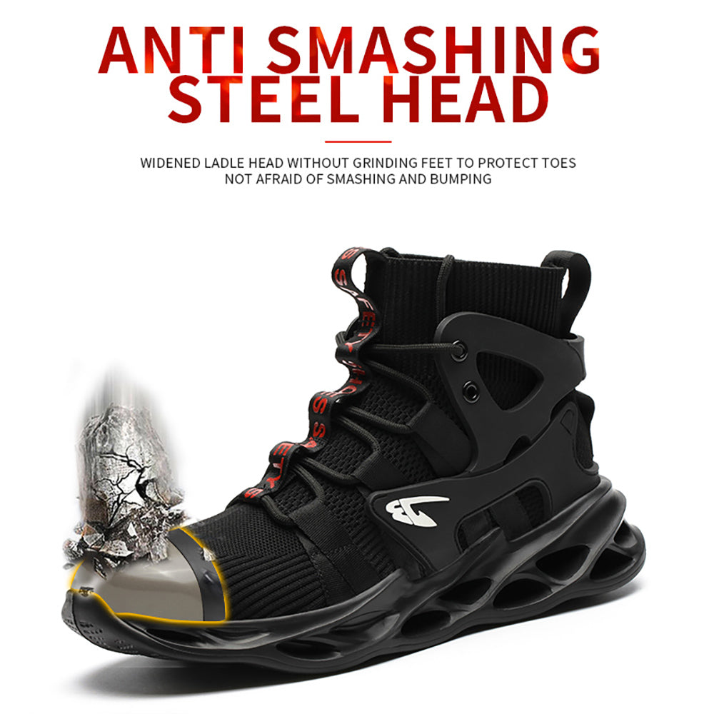 Men's Breathable Anti-smashing Anti-piercing Steel Toe Cap Work Shoes Safety Shoes Breathable High Top Work Boots Safety Shoes