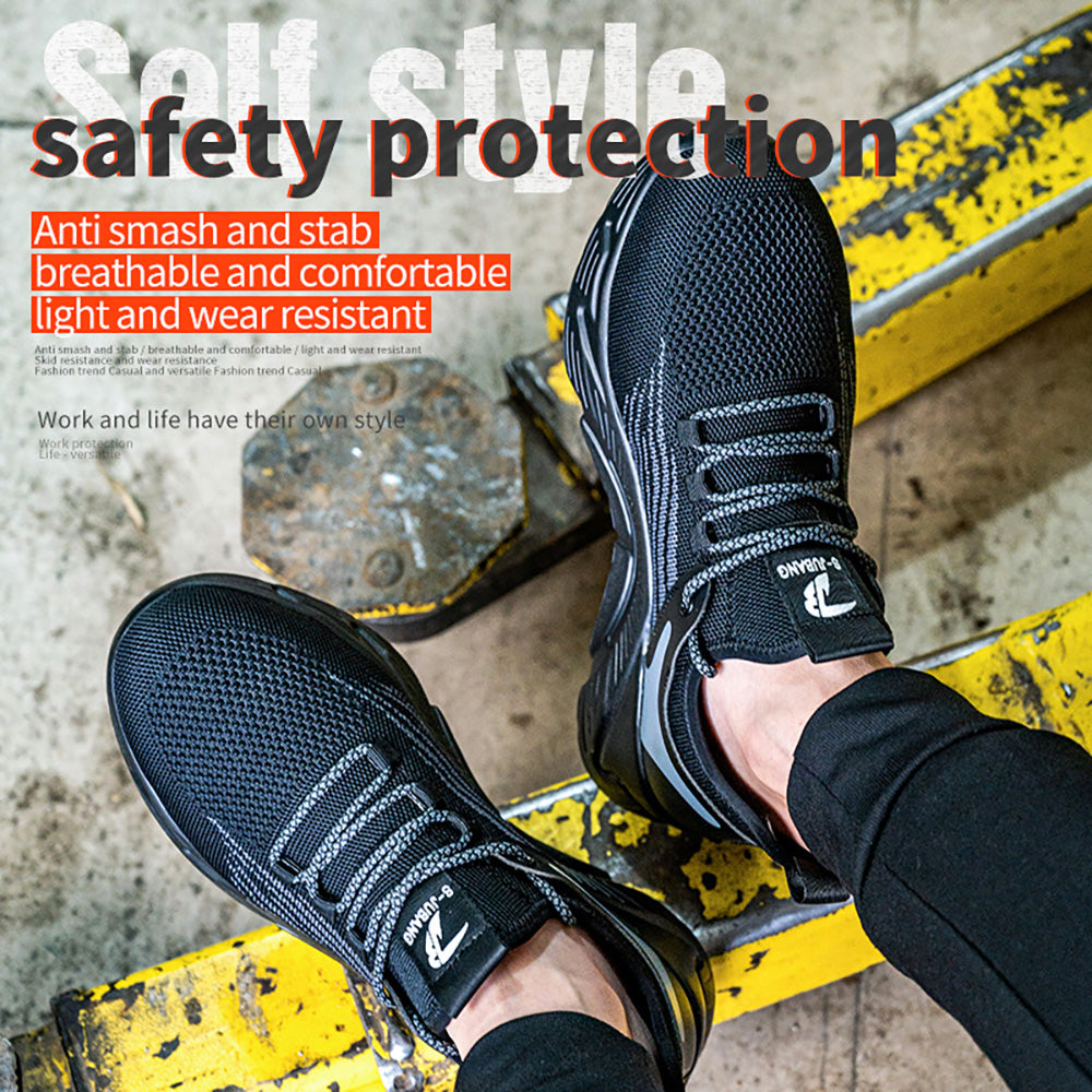 Men's Safety Shoes Anti-smashing Anti-piercing Protective Shoes Flying Woven Deodorant Breathable Casual Comfortable Work Shoes