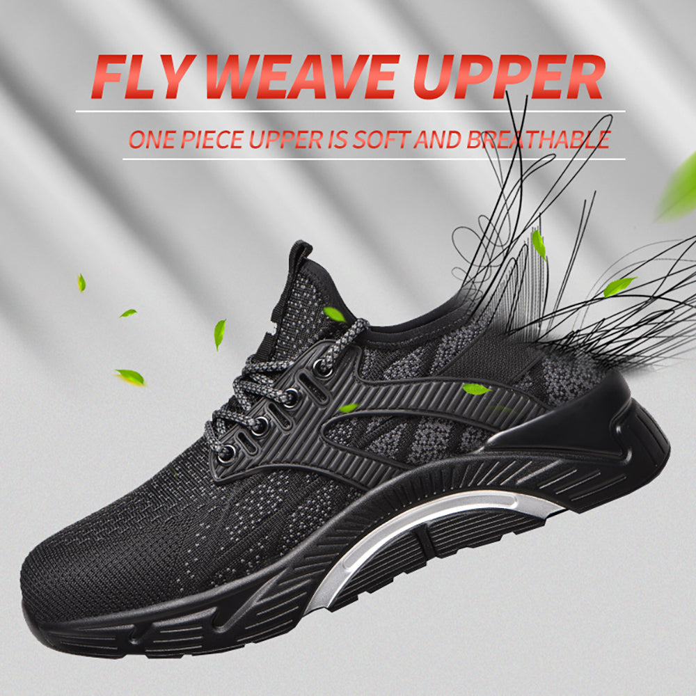 Men's Flying Woven Sports Shoes Anti-smashing Anti-piercing Work Safety Shoes Breathable Steel Toe Cap Protective Shoes