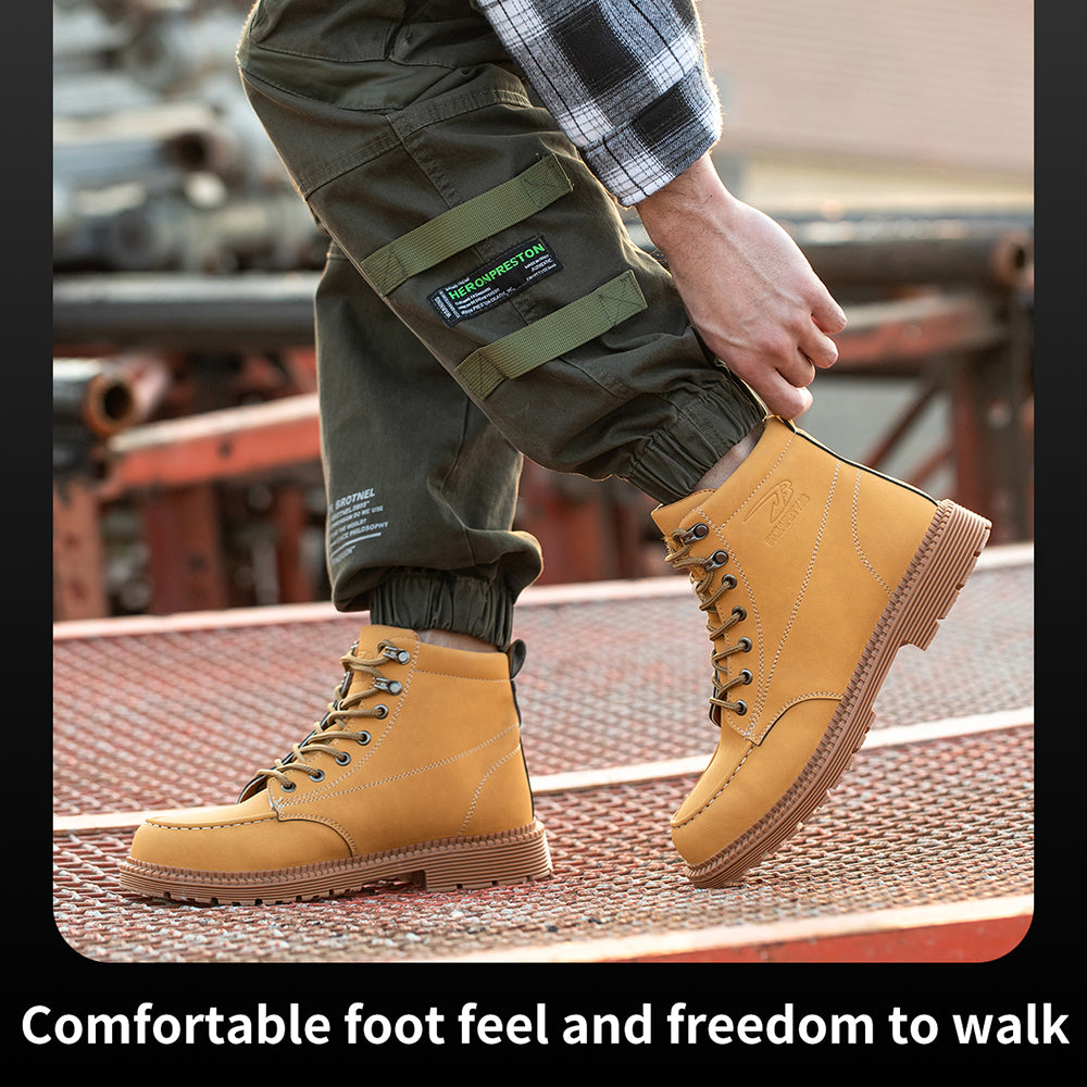 High-top Microfiber Leather Boots Kevlar Stab-proof Anti-smashing Safety Shoes Wear-resistant Non-slip Machinery Workshop Work Shoes