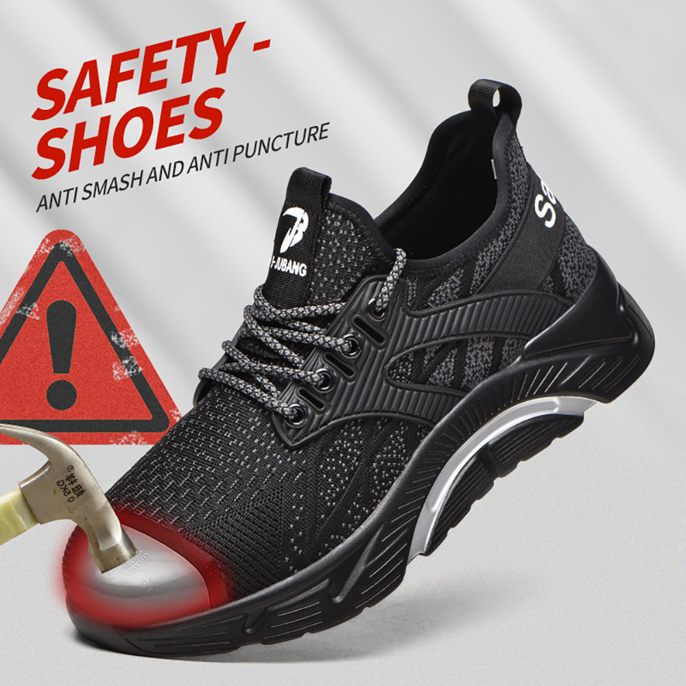 Men's Flying Woven Sports Shoes Anti-smashing Anti-piercing Work Safety Shoes Breathable Steel Toe Cap Protective Shoes