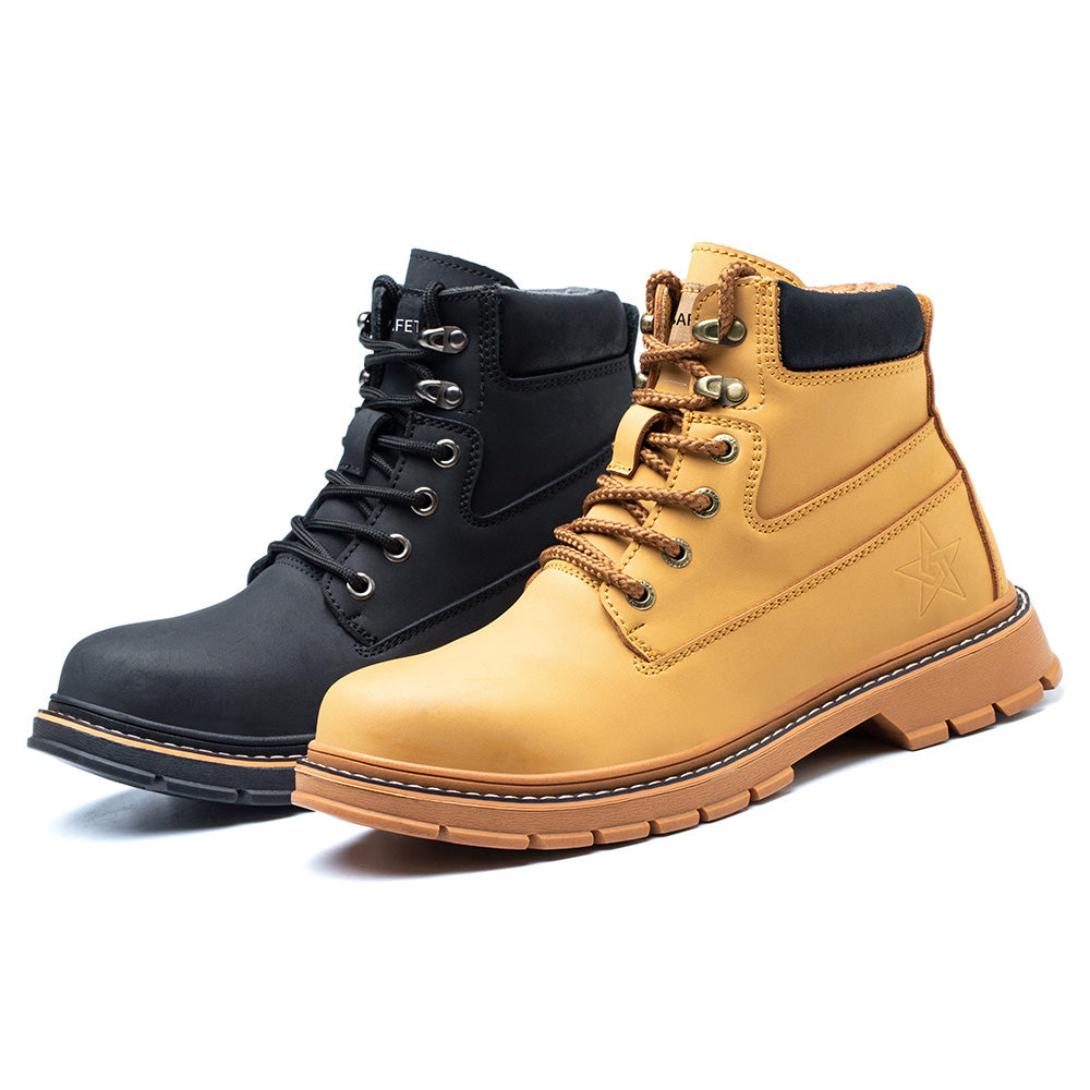 Men's Microfiber Leather Safety Boots High-top Anti-smashing Anti-puncture Work Shoes Fashion Safety Shoes