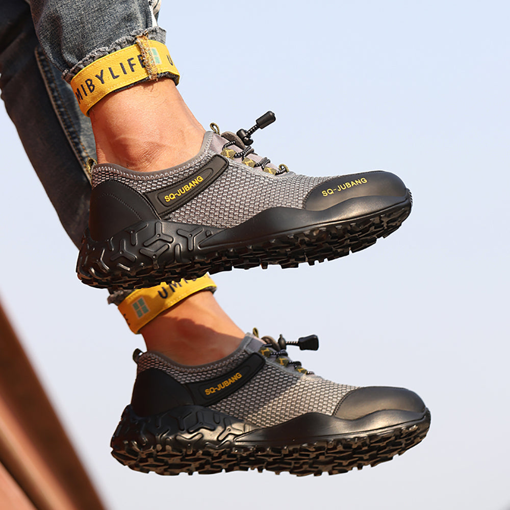 Breathable Flying Woven Mesh Work Shoes Light Weight Anti-smashing Anti-piercing Work Shoes Safety Shoes Protective Shoes