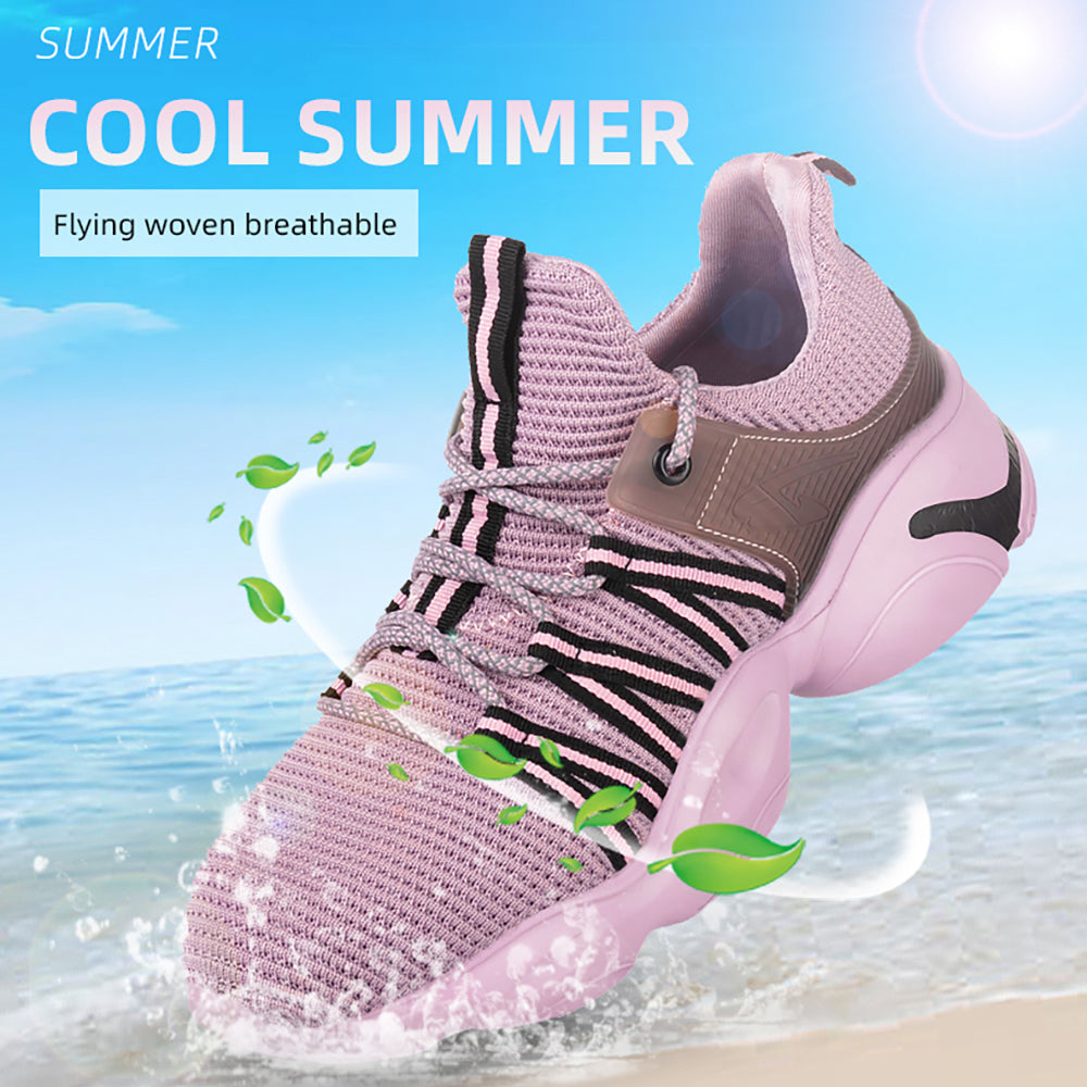 Summer Breathable Flying Woven Anti-smashing Anti-piercing Safety Shoes Deodorant Comfortable Non-slip Work Shoes