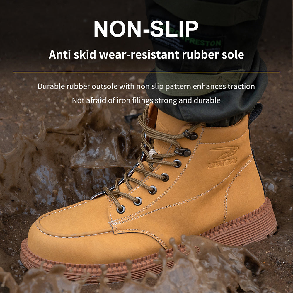 High-top Microfiber Leather Boots Kevlar Stab-proof Anti-smashing Safety Shoes Wear-resistant Non-slip Machinery Workshop Work Shoes