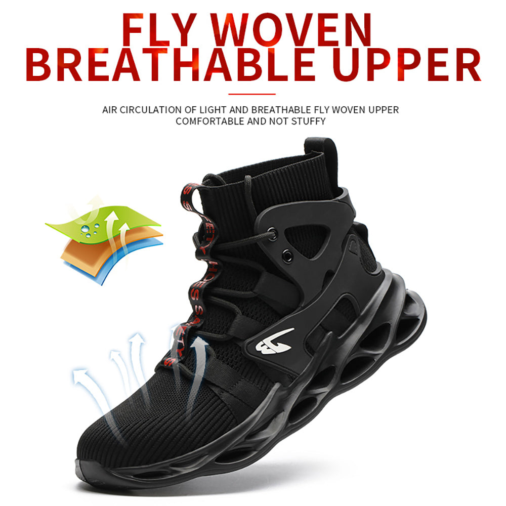 Men's Breathable Anti-smashing Anti-piercing Steel Toe Cap Work Shoes Safety Shoes Breathable High Top Work Boots Safety Shoes