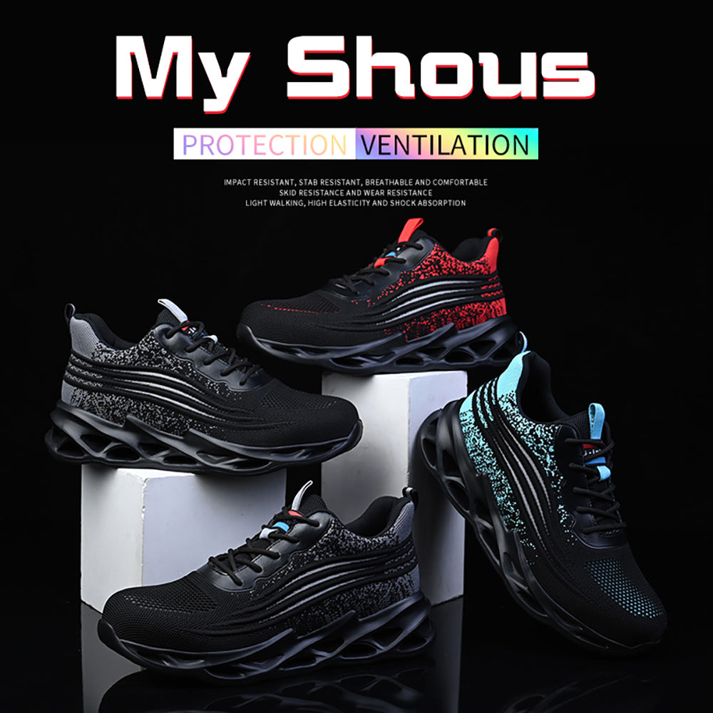 Men's Breathable Flying Woven Low-top Sneakers Anti-smashing Anti-puncture Work Shoes Safety Shoes