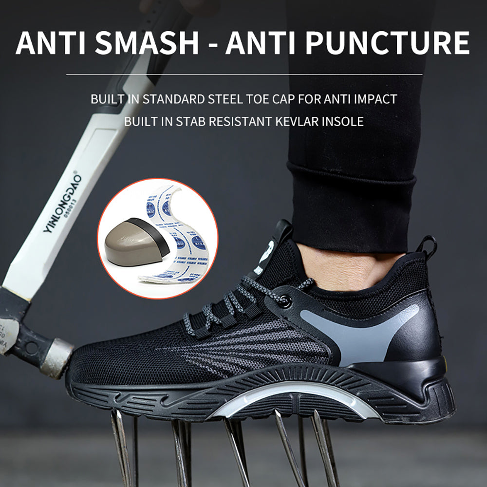 Men's Safety Shoes Anti-smashing Anti-piercing Protective Shoes Flying Woven Deodorant Breathable Casual Comfortable Work Shoes