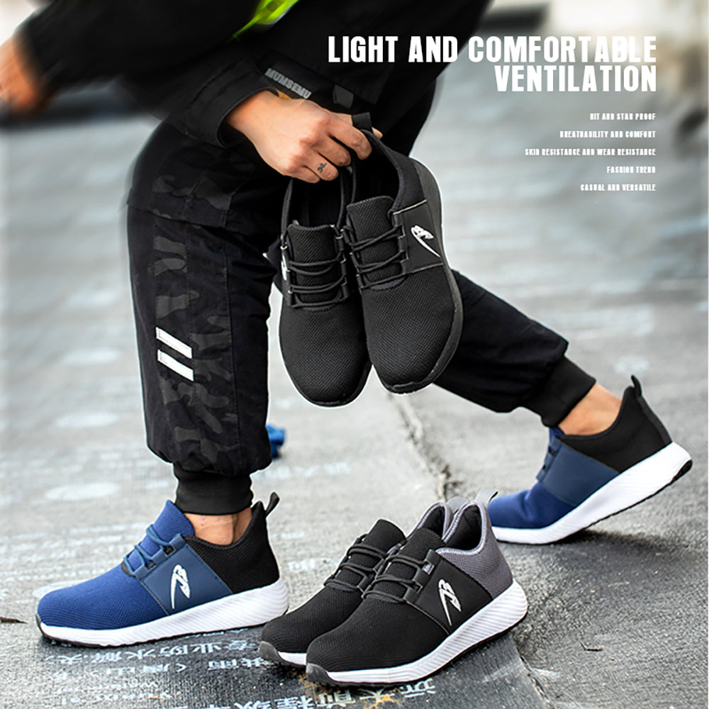 Flying Woven Breathable Lightweight Sneakers Anti-smashing Anti-puncture Work Shoes Low-top Safety Shoes