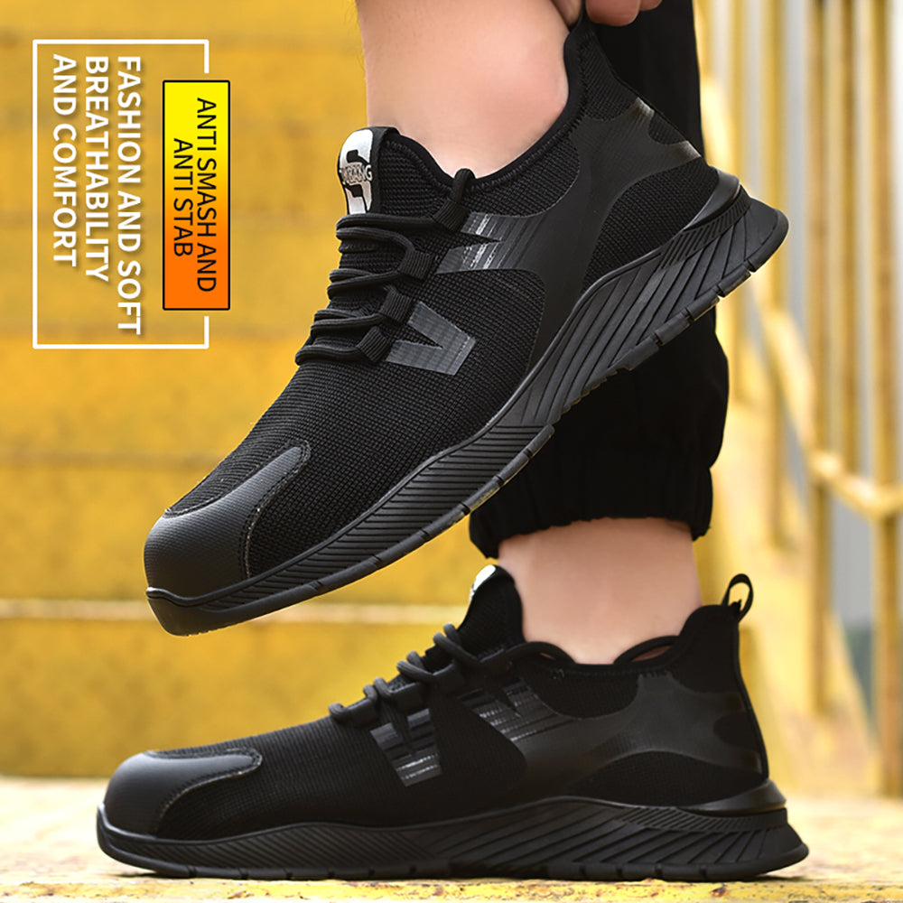 Men's Flying Woven Mesh Work Shoes Breathable Anti-smashing Anti-piercing Steel Toe Cap Safety Shoes Protective Shoes