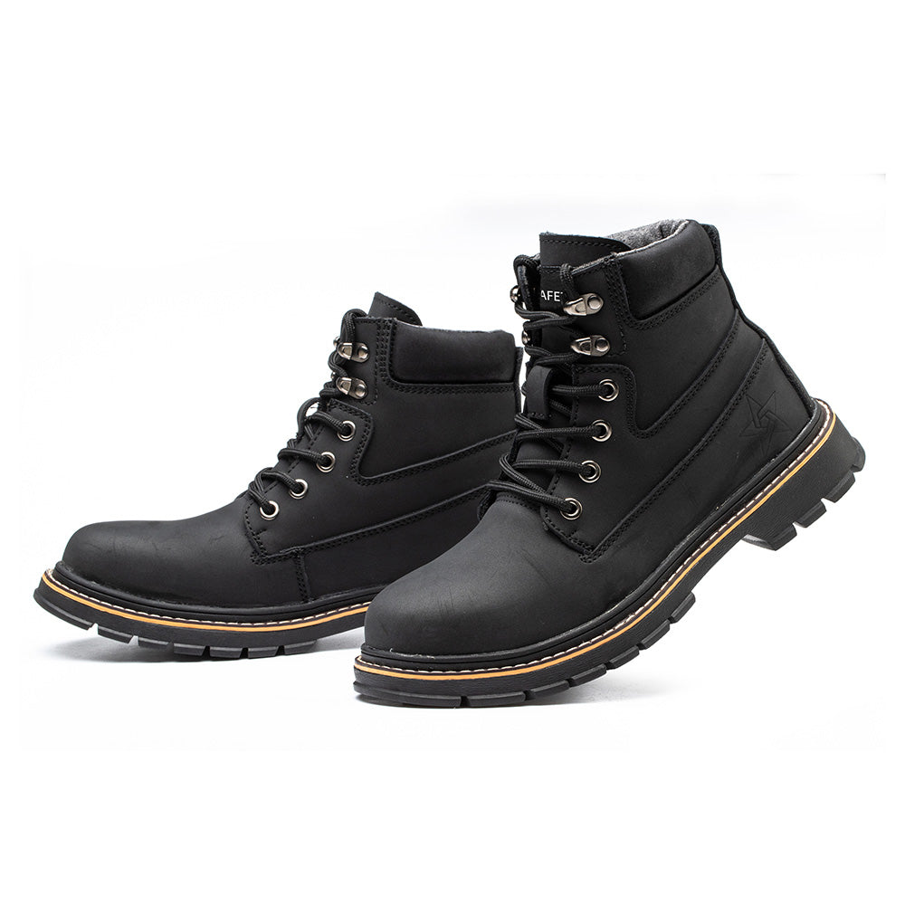 Men's Microfiber Leather Safety Boots High-top Anti-smashing Anti-puncture Work Shoes Fashion Safety Shoes